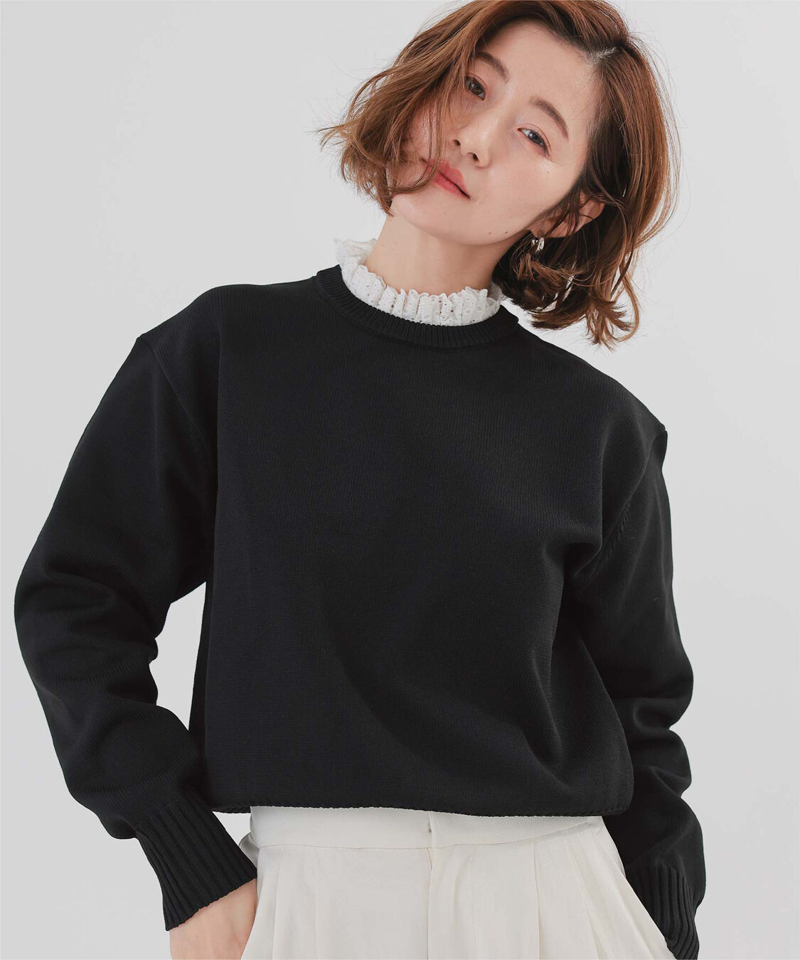 ur's「襟付きニットプルオーバー」|ニット・セーター|ブラック2