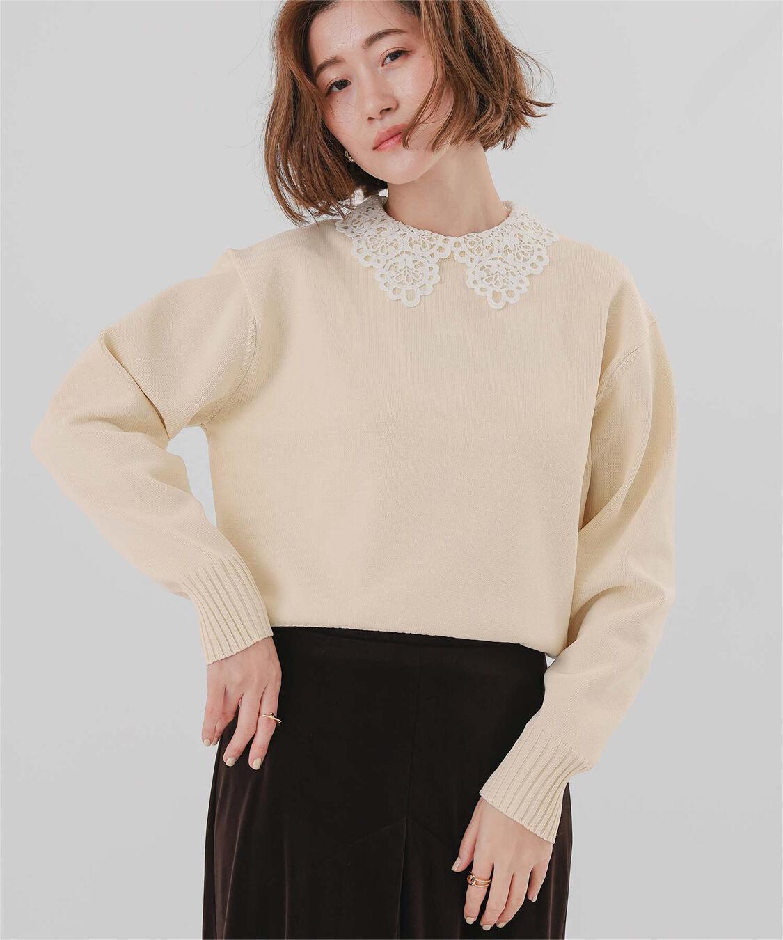 ur's「襟付きニットプルオーバー」|ニット・セーター|アイボリー