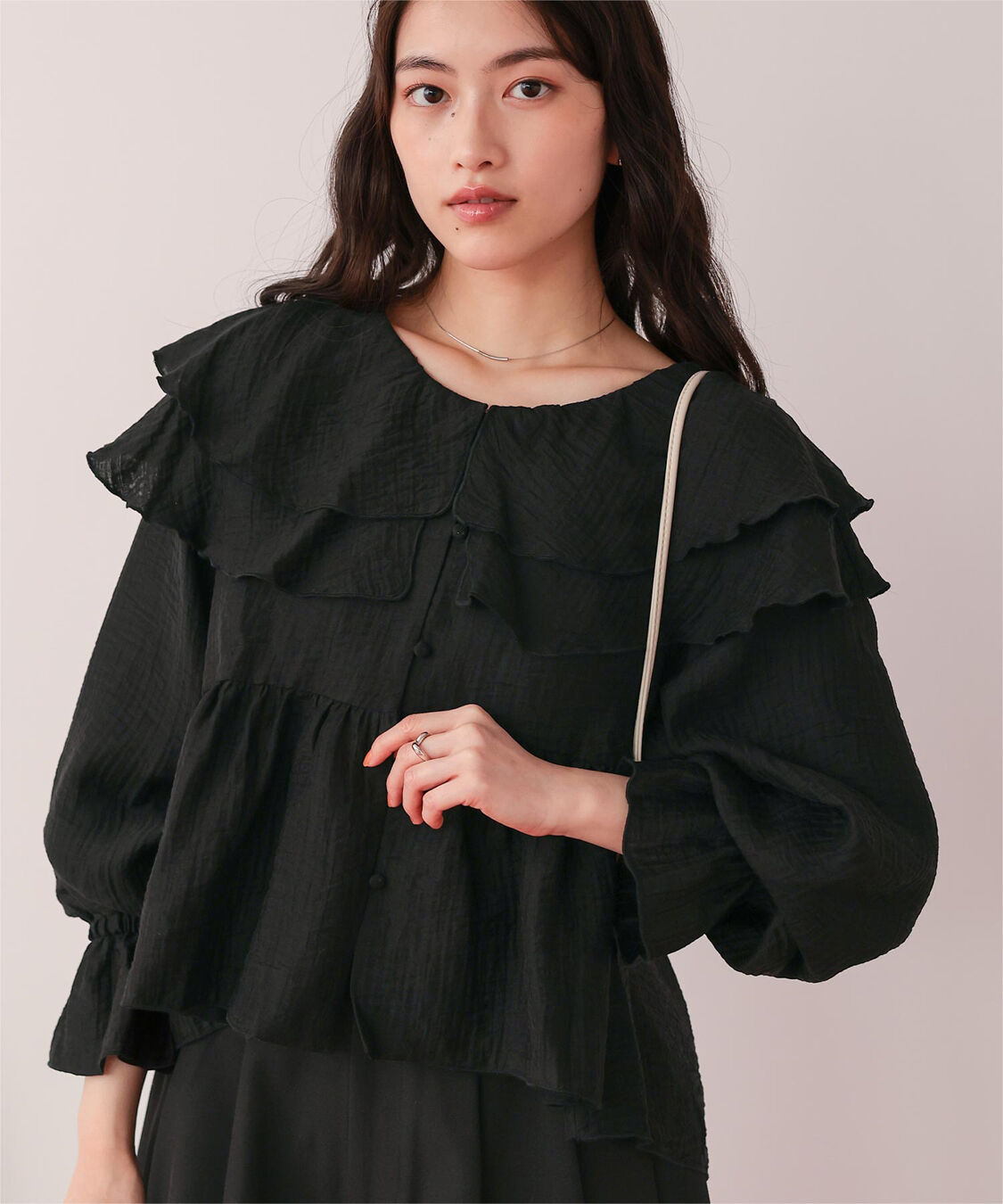 titivate「ペプラムギャザーラッフルフリルブラウス」|シャツ・ブラウス|