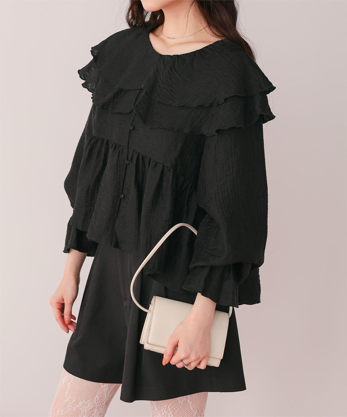 titivate「ペプラムギャザーラッフルフリルブラウス」|シャツ・ブラウス|