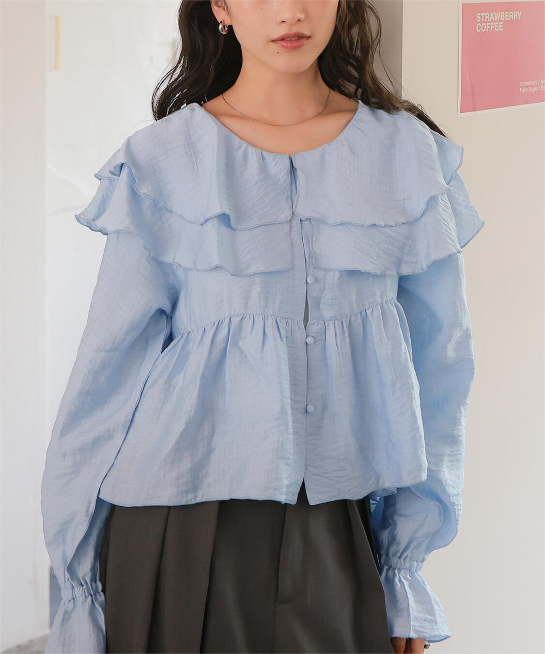 titivate「ペプラムギャザーラッフルフリルブラウス」|シャツ・ブラウス|