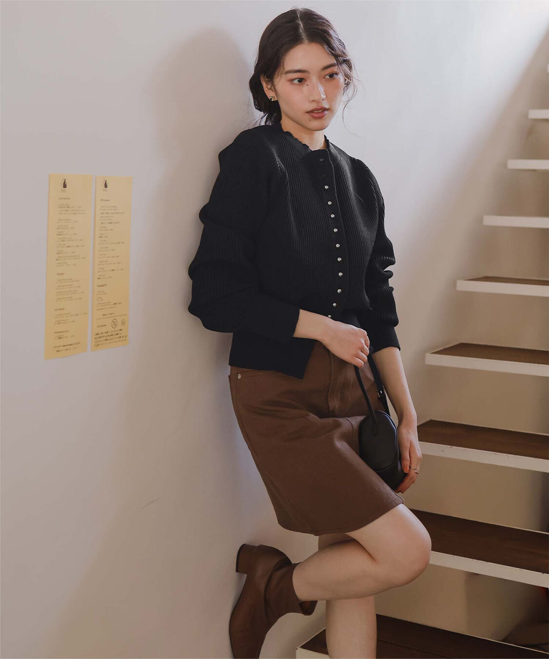 titivate「ミニシルバー釦デザインニットカーディガン」|ニット・セーター|