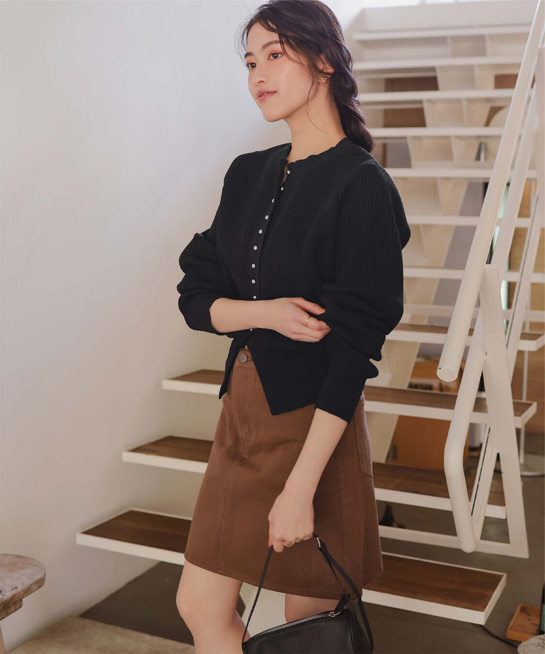 titivate「ミニシルバー釦デザインニットカーディガン」|ニット・セーター|