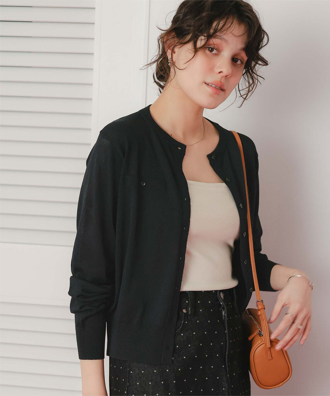 titivate「UVケアコンパクトニットカーディガン」|ニット・セーター|ブラック