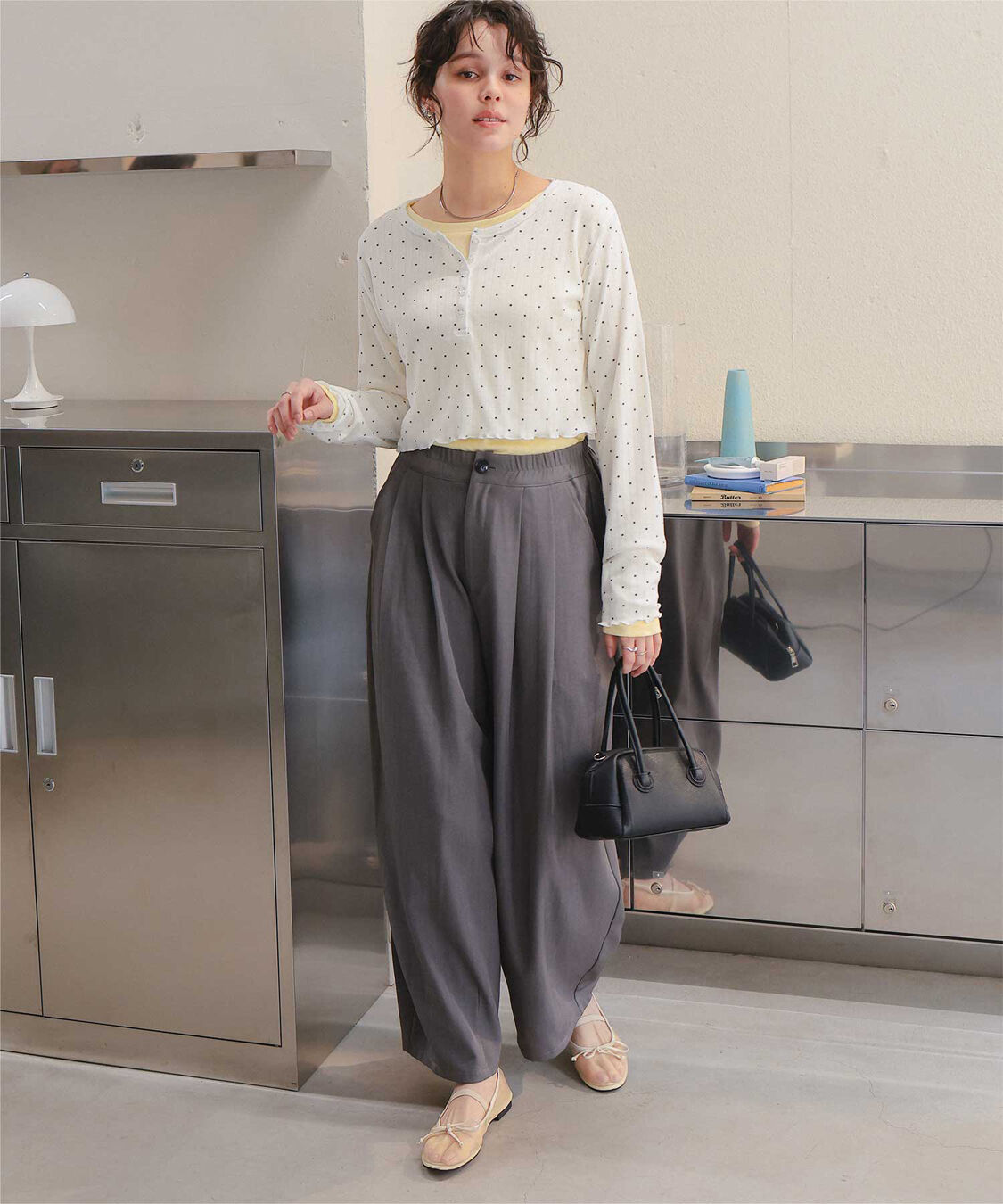 titivate「コンパクトヘンリーネックロングスリーブトップス」|Tシャツ・カットソー|