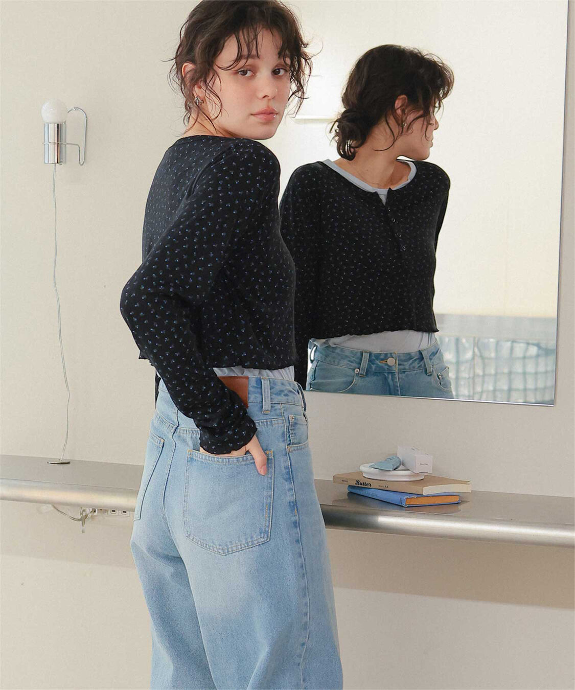 titivate「コンパクトヘンリーネックロングスリーブトップス」|Tシャツ・カットソー|