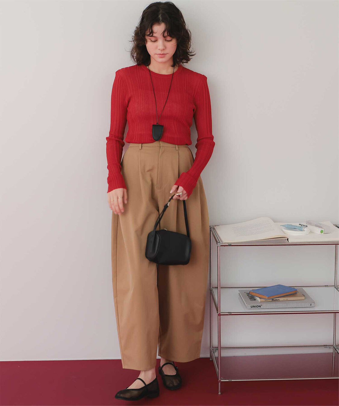 titivate「クルーネックランダムリブシアーニット」|ニット・セーター|