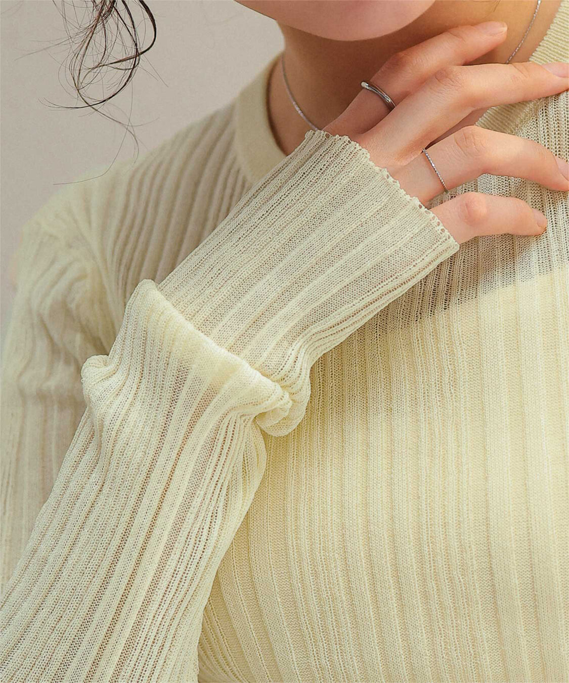 titivate「クルーネックランダムリブシアーニット」|ニット・セーター|