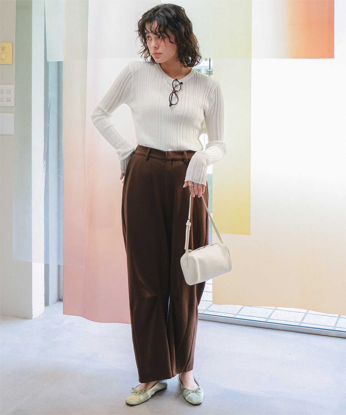 titivate「クルーネックランダムリブシアーニット」|ニット・セーター|