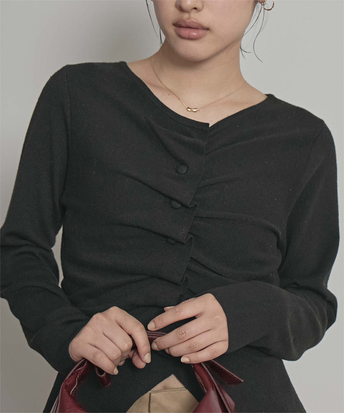 miette「フロントギャザーボタンニット」|ニット・セーター|