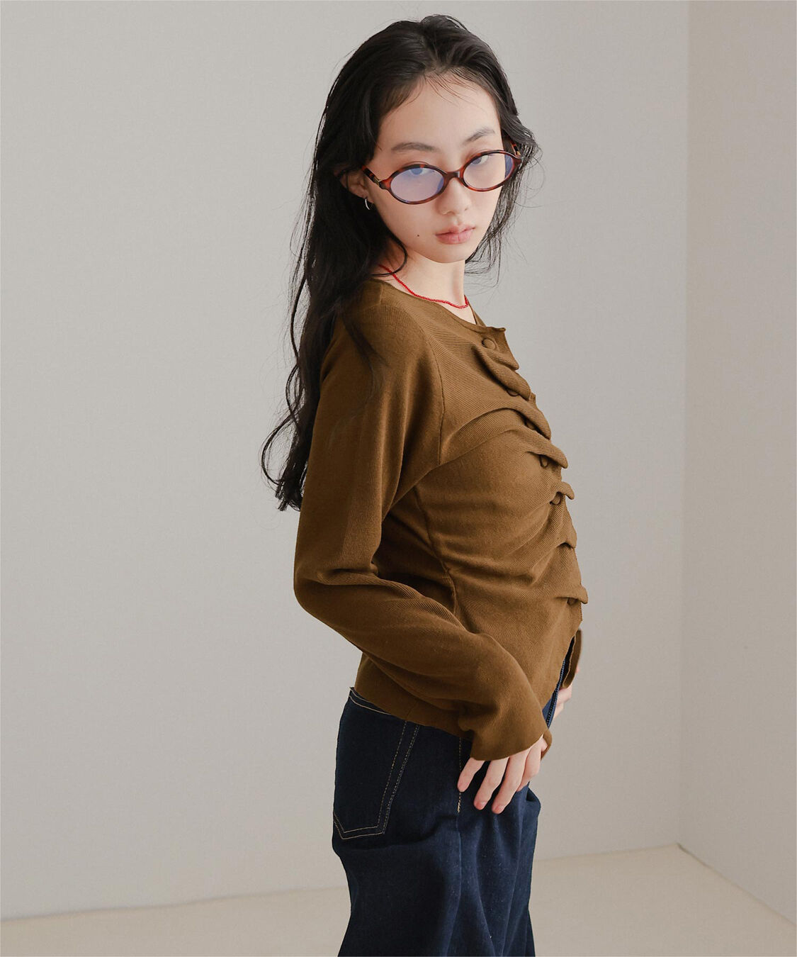 miette「フロントギャザーボタンニット」|ニット・セーター|