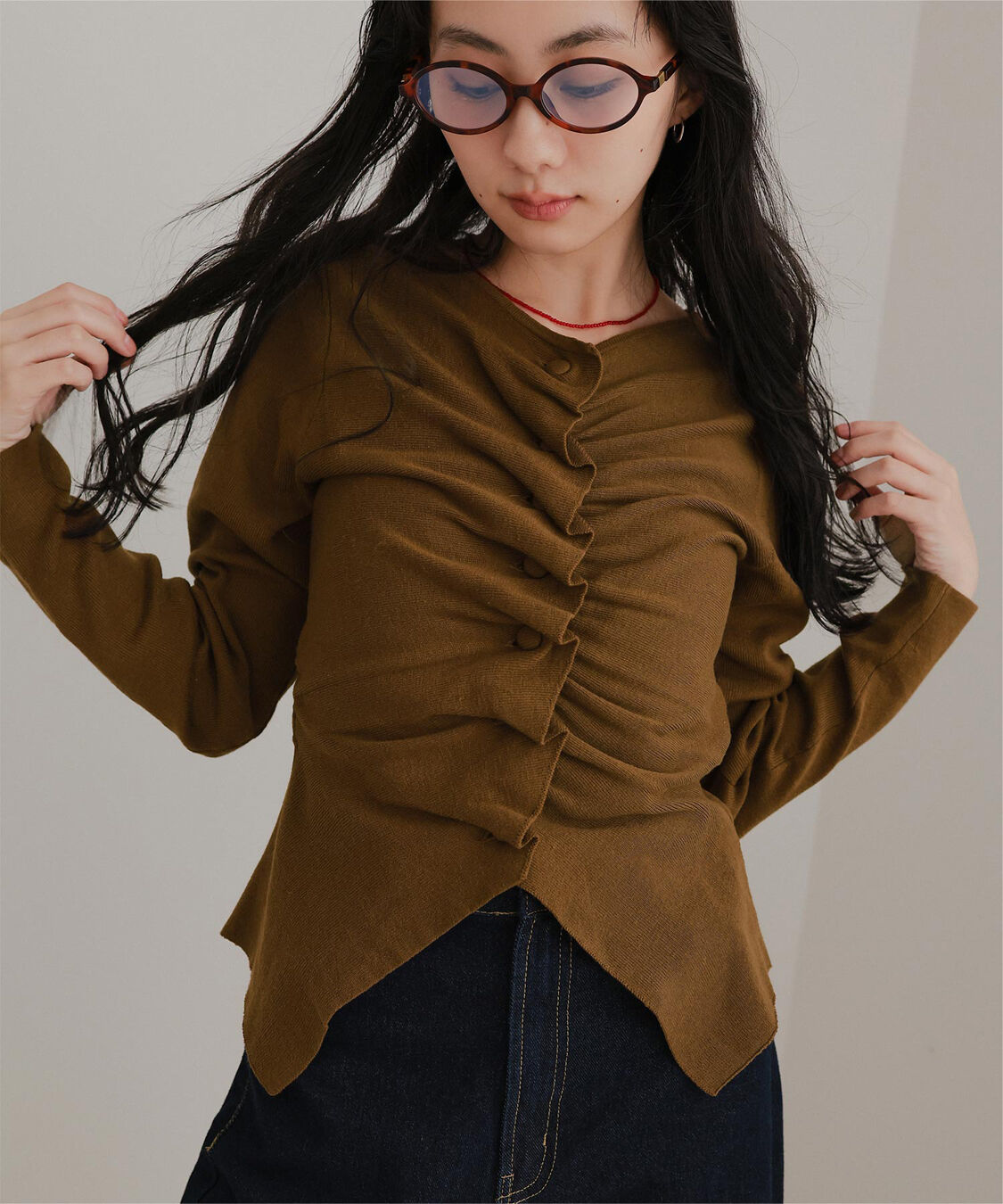 miette「フロントギャザーボタンニット」|ニット・セーター|