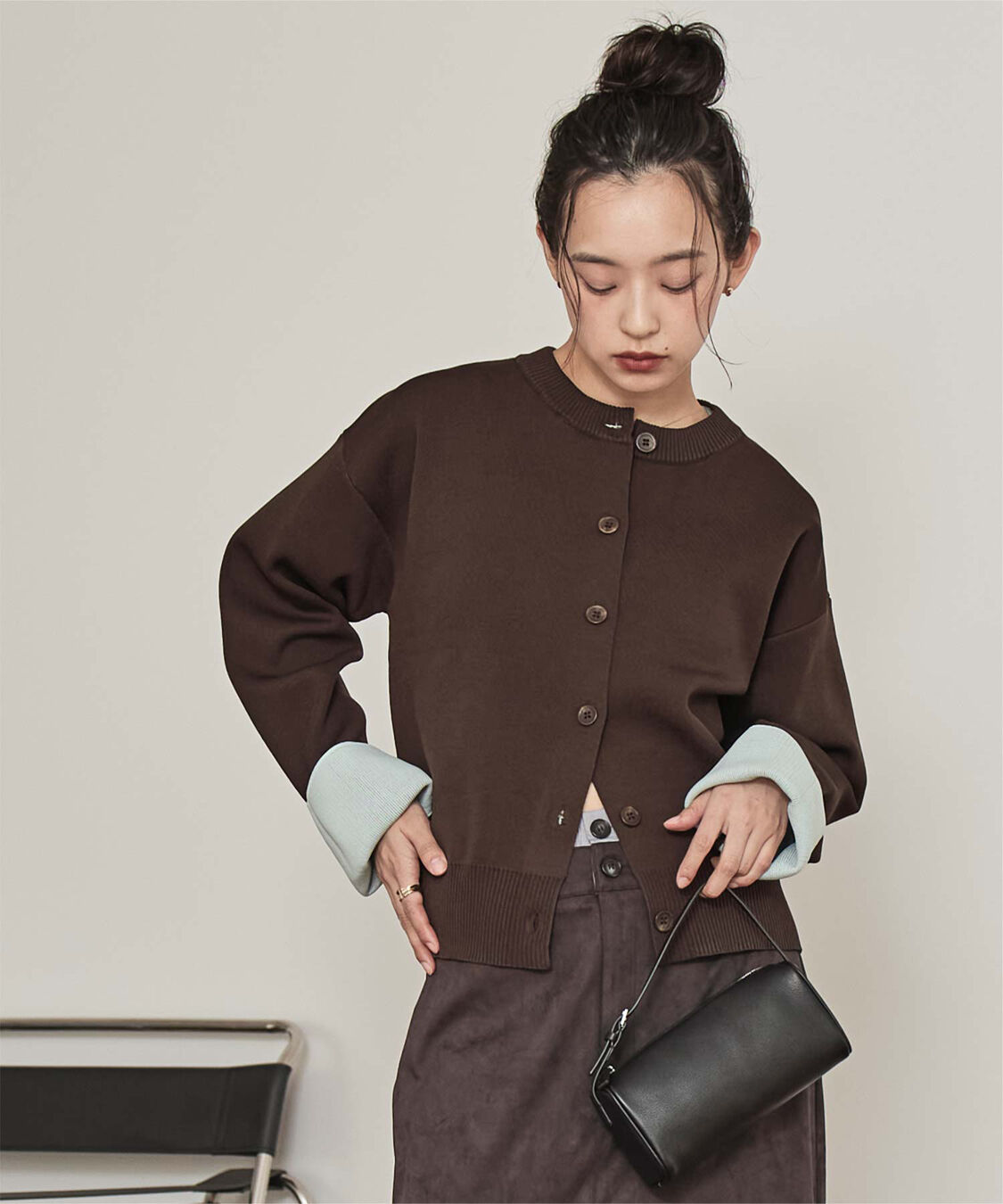 miette「バイカラーデザインニットカーディガン」|カーディガン|