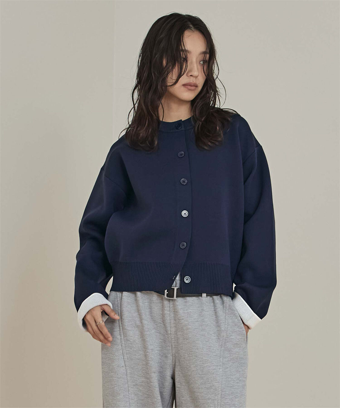 miette「バイカラーデザインニットカーディガン」|カーディガン|