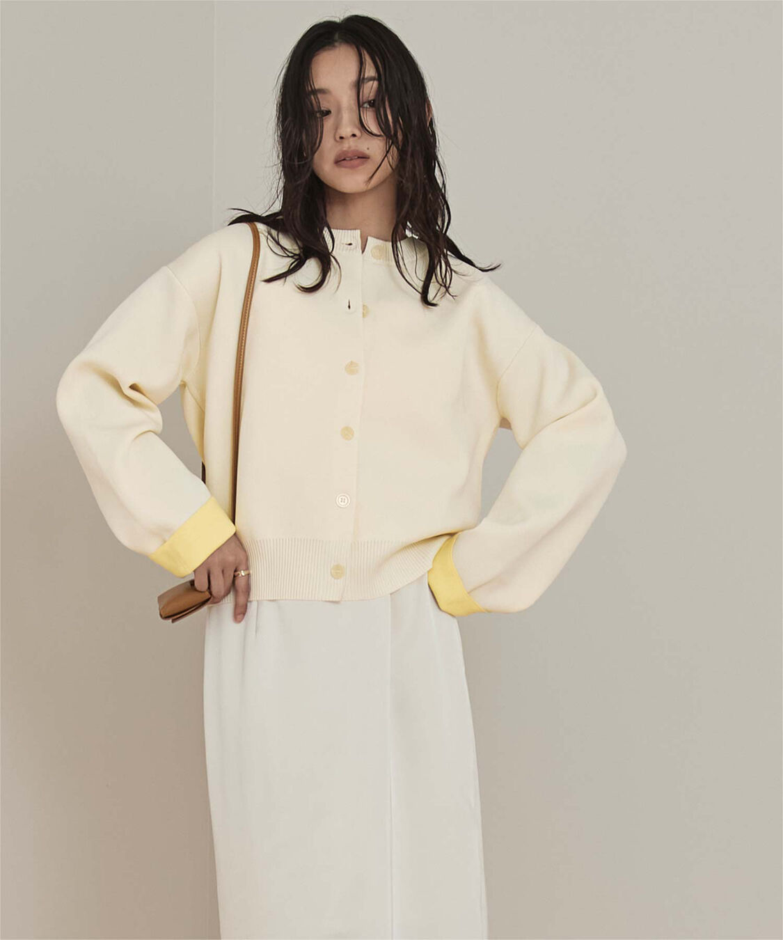 miette「バイカラーデザインニットカーディガン」|カーディガン|