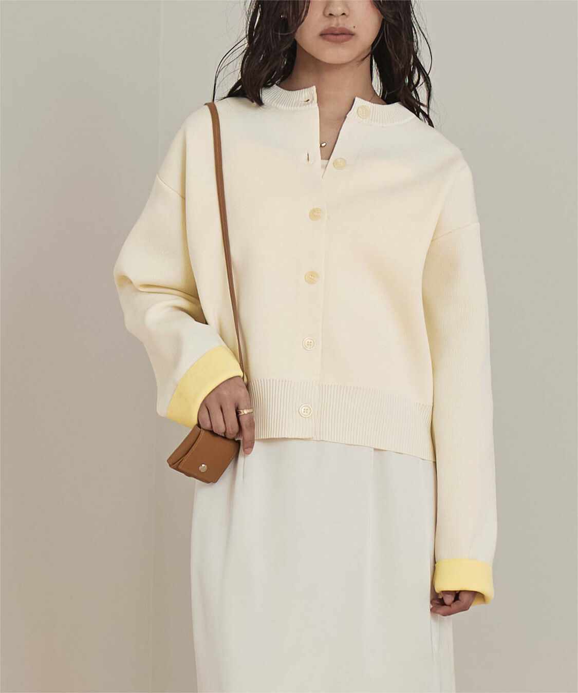 miette「バイカラーデザインニットカーディガン」|カーディガン|