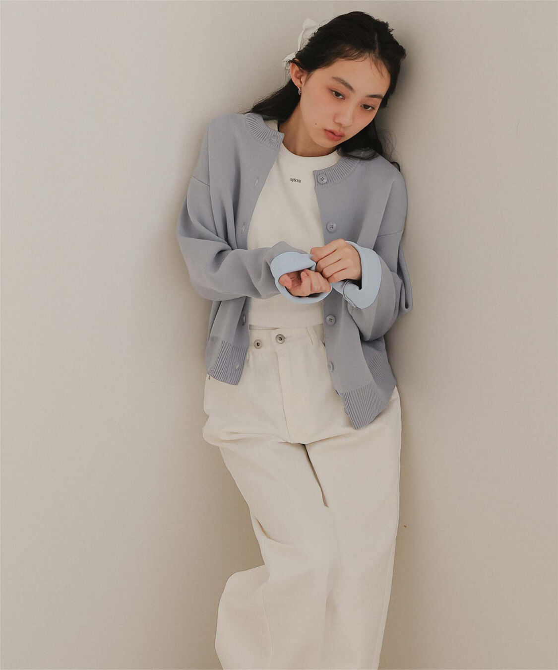 miette「バイカラーデザインニットカーディガン」|カーディガン|