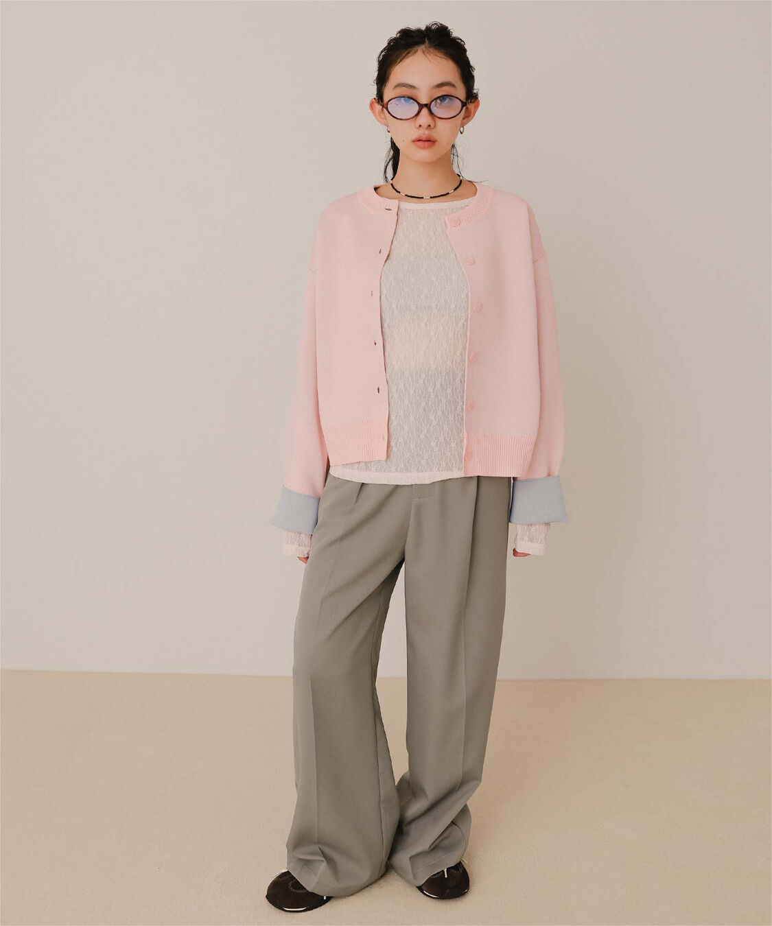 miette「バイカラーデザインニットカーディガン」|カーディガン|