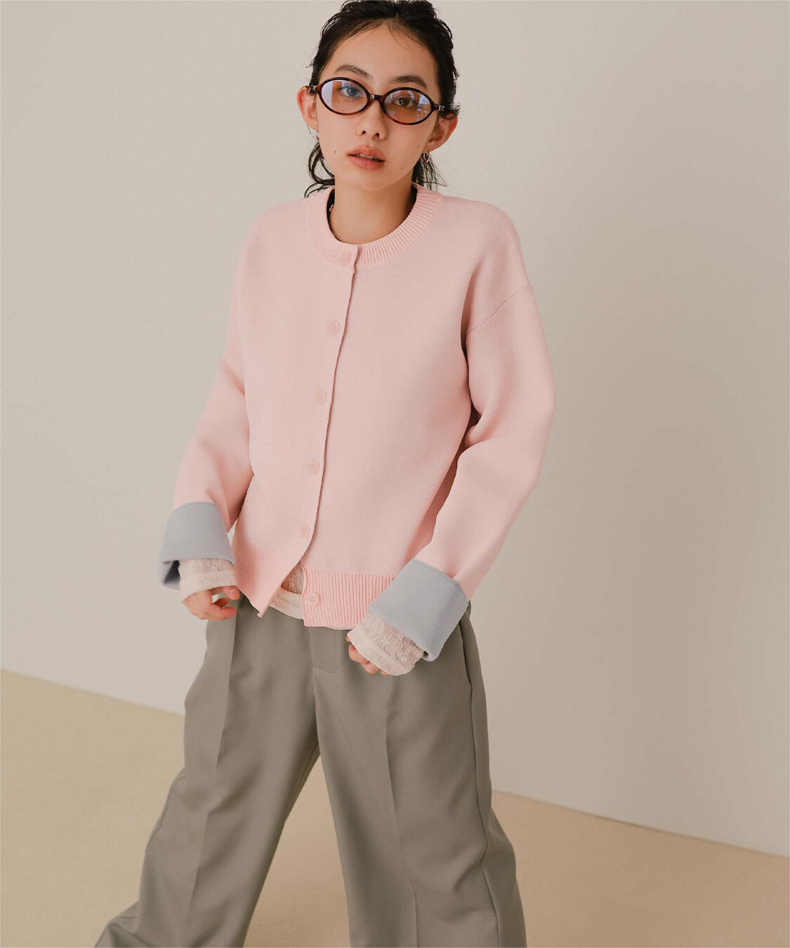 miette「バイカラーデザインニットカーディガン」|カーディガン|