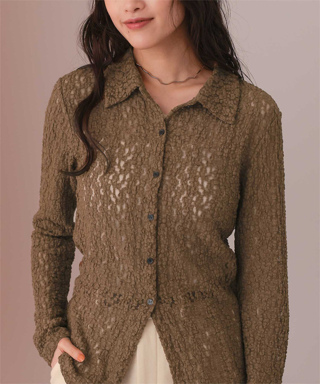 titivate「レースコンパクトシャツ」|シャツ・ブラウス|ブラウン