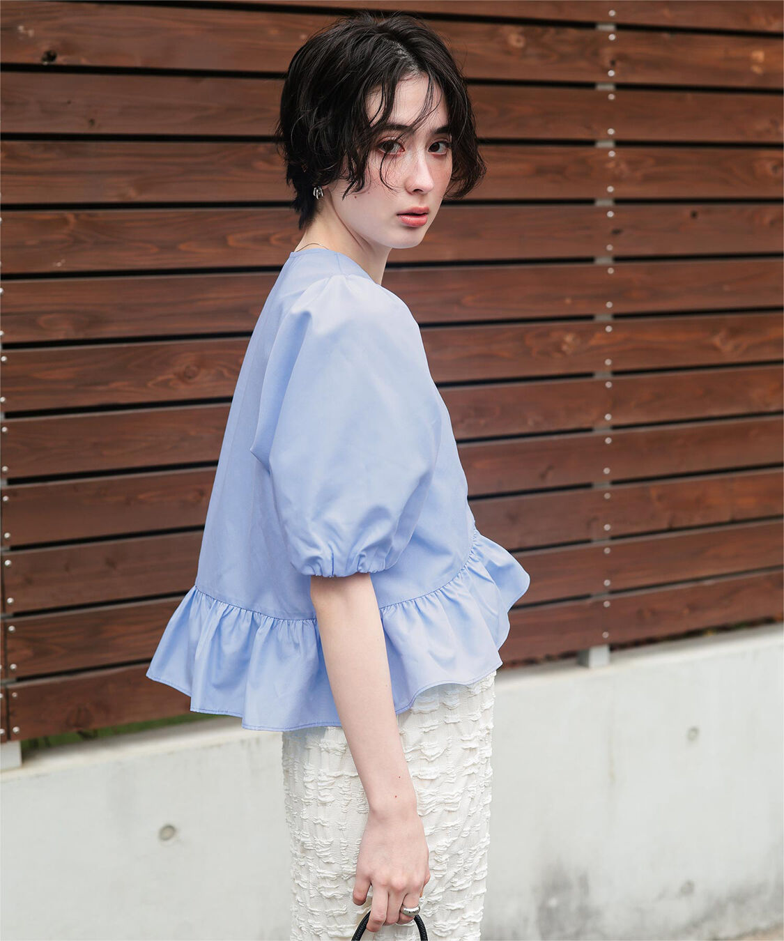 titivate「ペプラムギャザーパフスリーブブラウス」|シャツ・ブラウス|