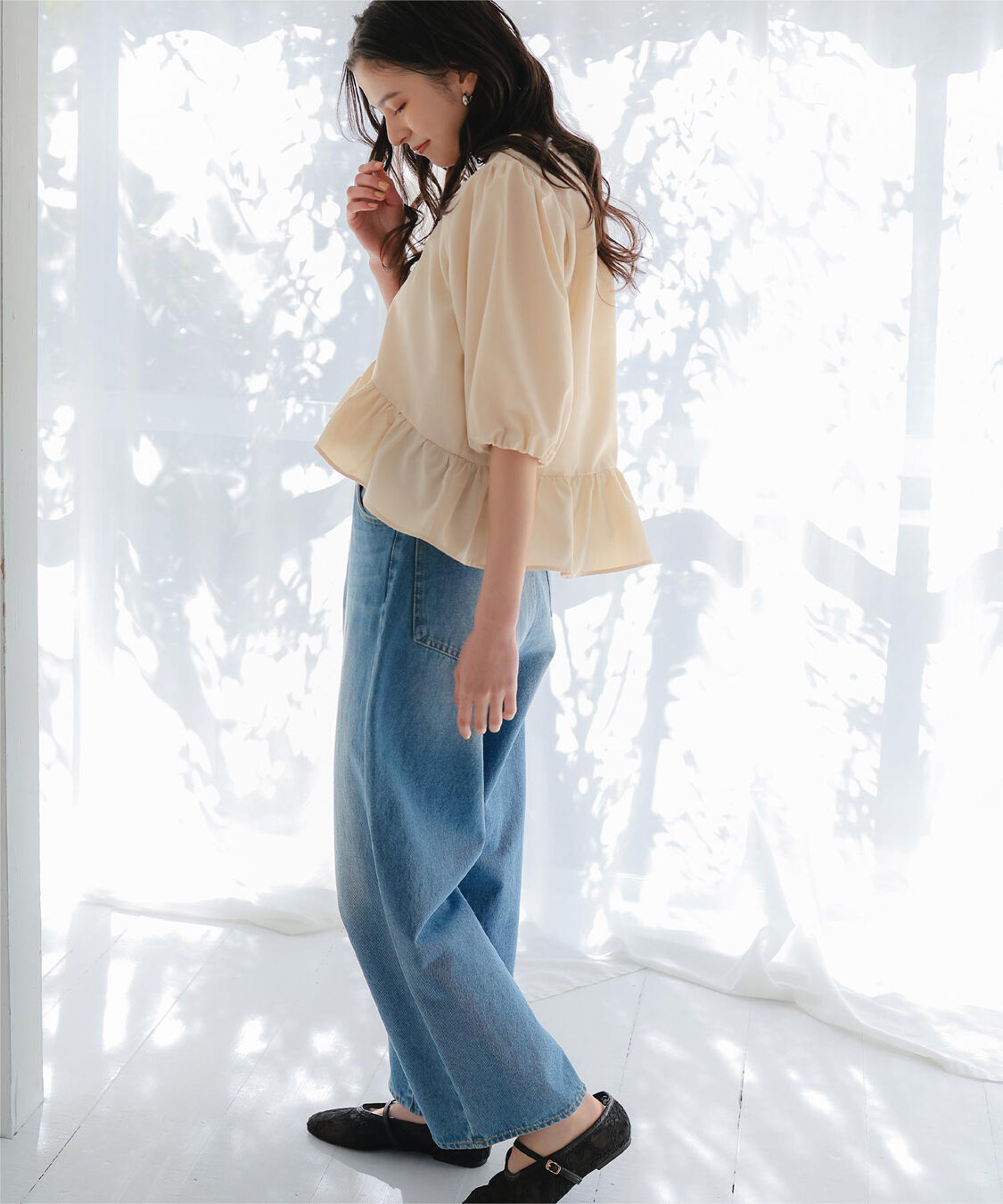 titivate「ペプラムギャザーパフスリーブブラウス」|シャツ・ブラウス|