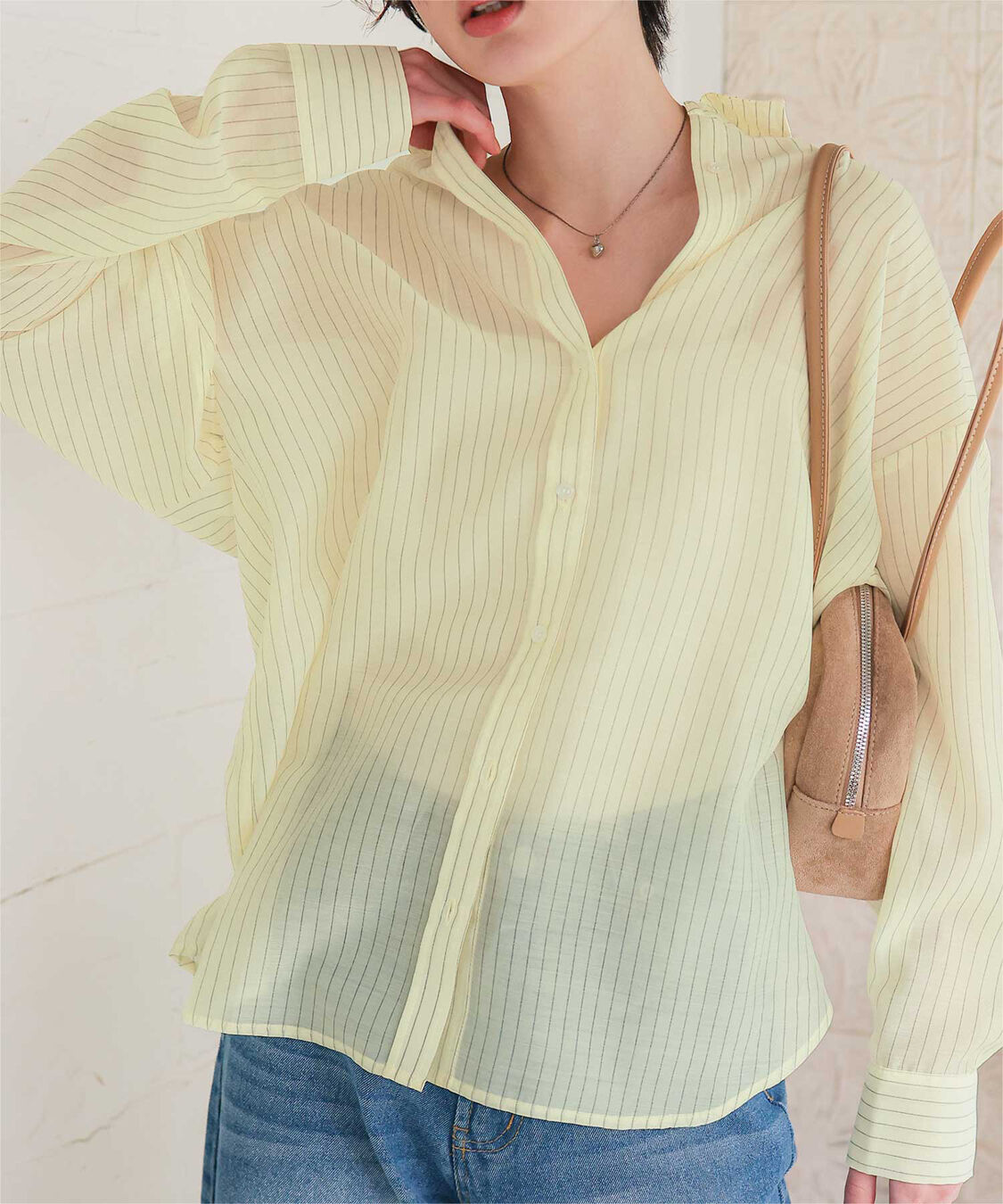 titivate「シアーストライプシャツ」|シャツ・ブラウス|イエロー