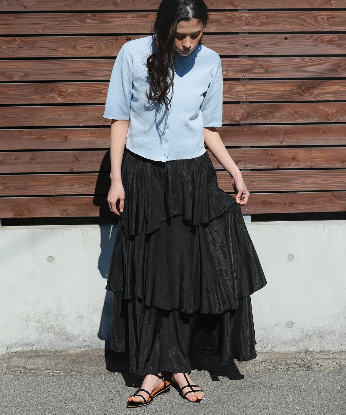 titivate「ランダムヘムティアードスカート」|スカート|ブラック