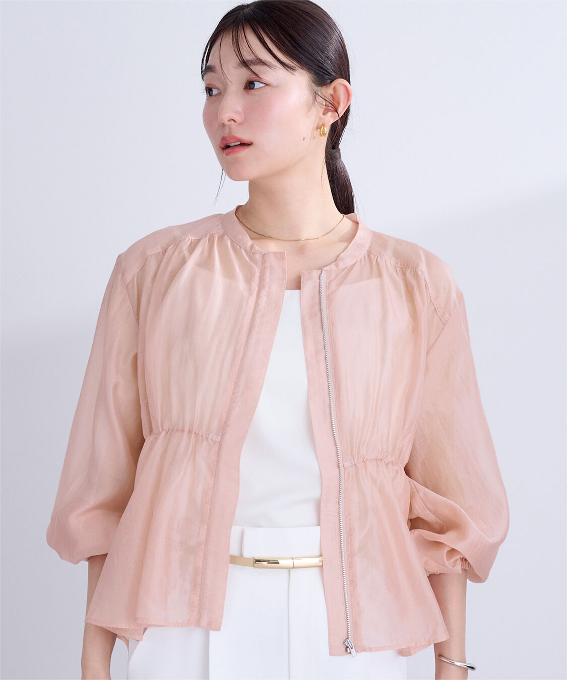 ur's「ウエストドロストシアーブルゾン」|ブルゾン・スタジャン|ライトピンク