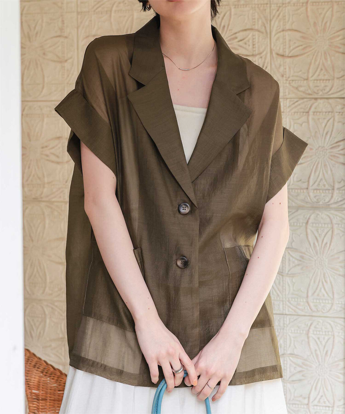 titivate「シアーハーフスリーブジャケット」|テーラードジャケット|