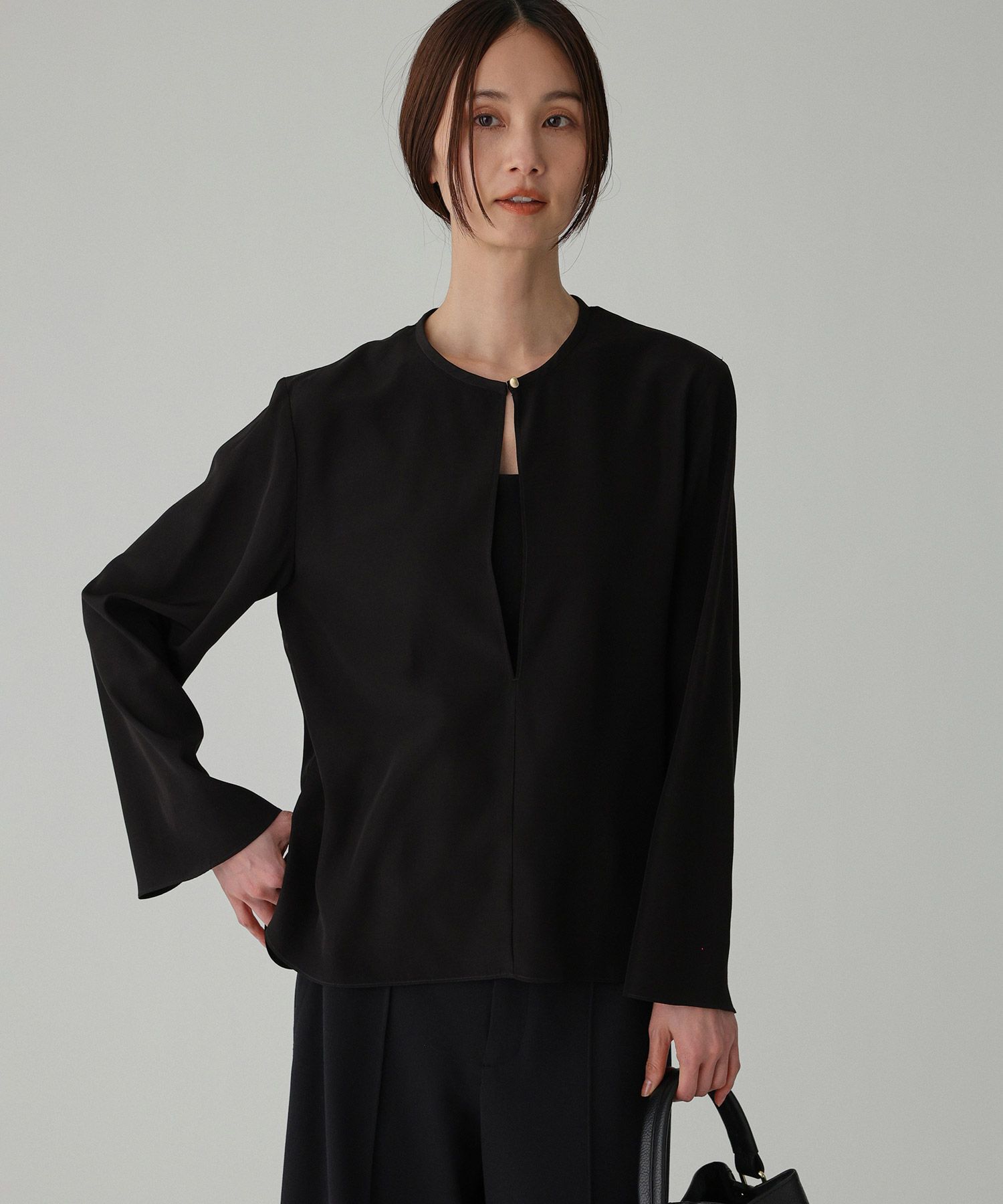 BABYLONE「ｱｾﾃｰﾄｼﾙｷｰBL」|シャツ・ブラウス|ﾌﾞﾗｯｸ