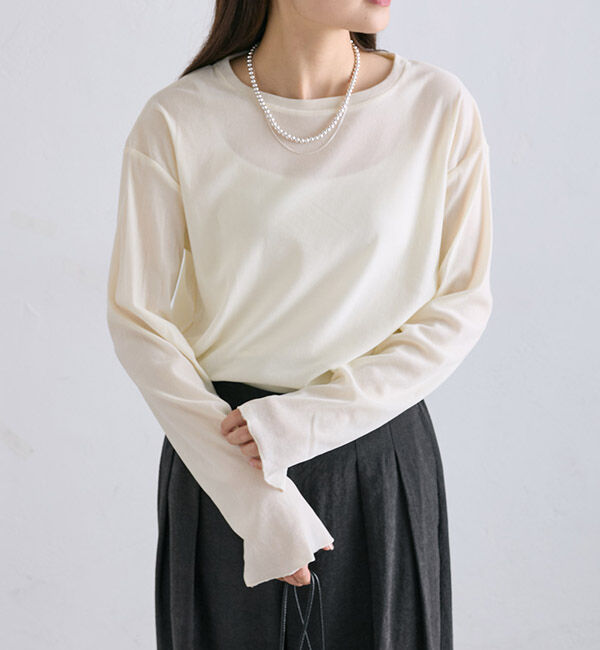  「【リバイバル】ナイロンチュールベロアクルーネックカットソー」|プルオーバー|