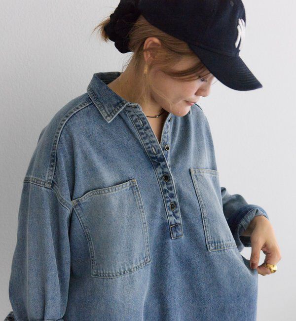  「【＠noricorico102企画】ヴィンテージライクデニムチュニックシャツ」|シャツ・ブラウス|
