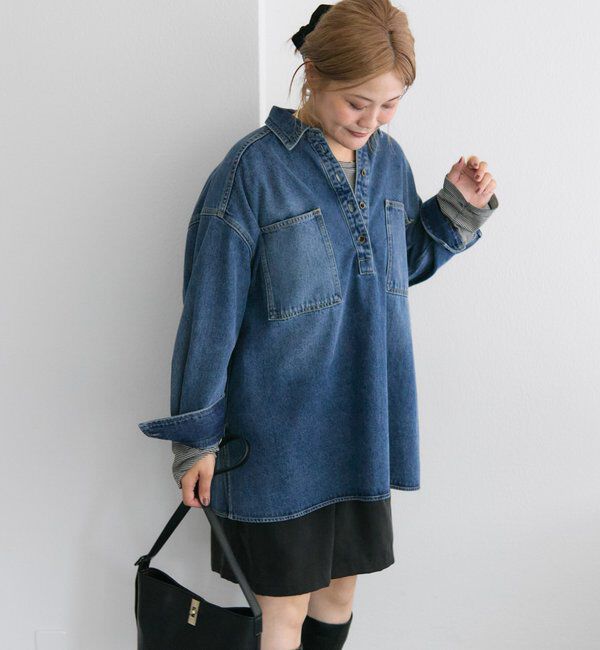  「【＠noricorico102企画】ヴィンテージライクデニムチュニックシャツ」|シャツ・ブラウス|