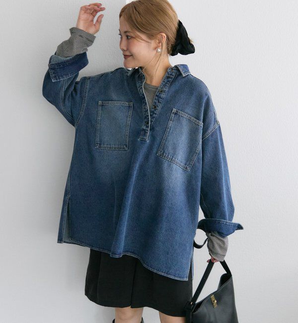  「【＠noricorico102企画】ヴィンテージライクデニムチュニックシャツ」|シャツ・ブラウス|