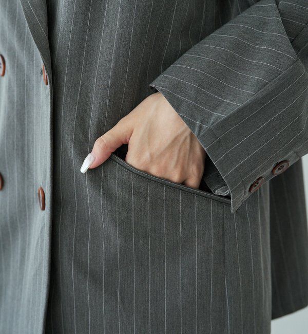  「【セットアップ対応】ダブルデザインストレッチテーラードジャケット」|テーラードジャケット|