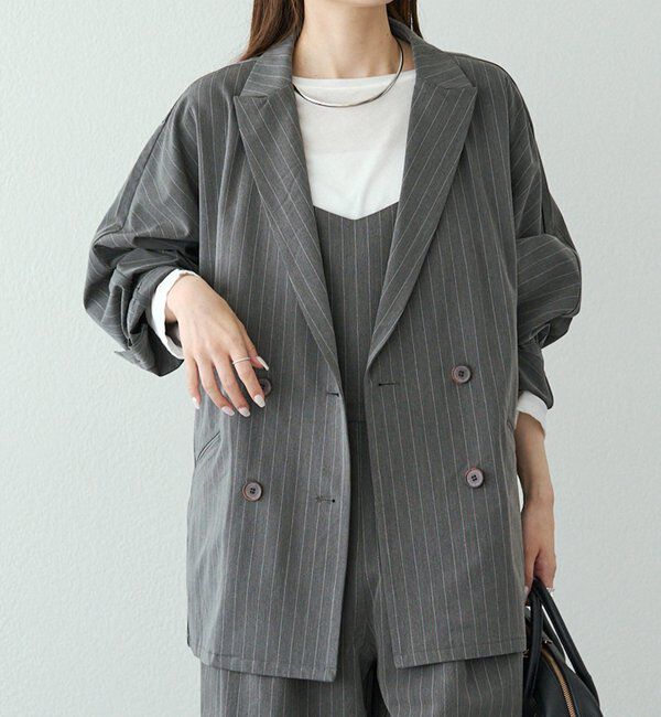  「【セットアップ対応】ダブルデザインストレッチテーラードジャケット」|テーラードジャケット|