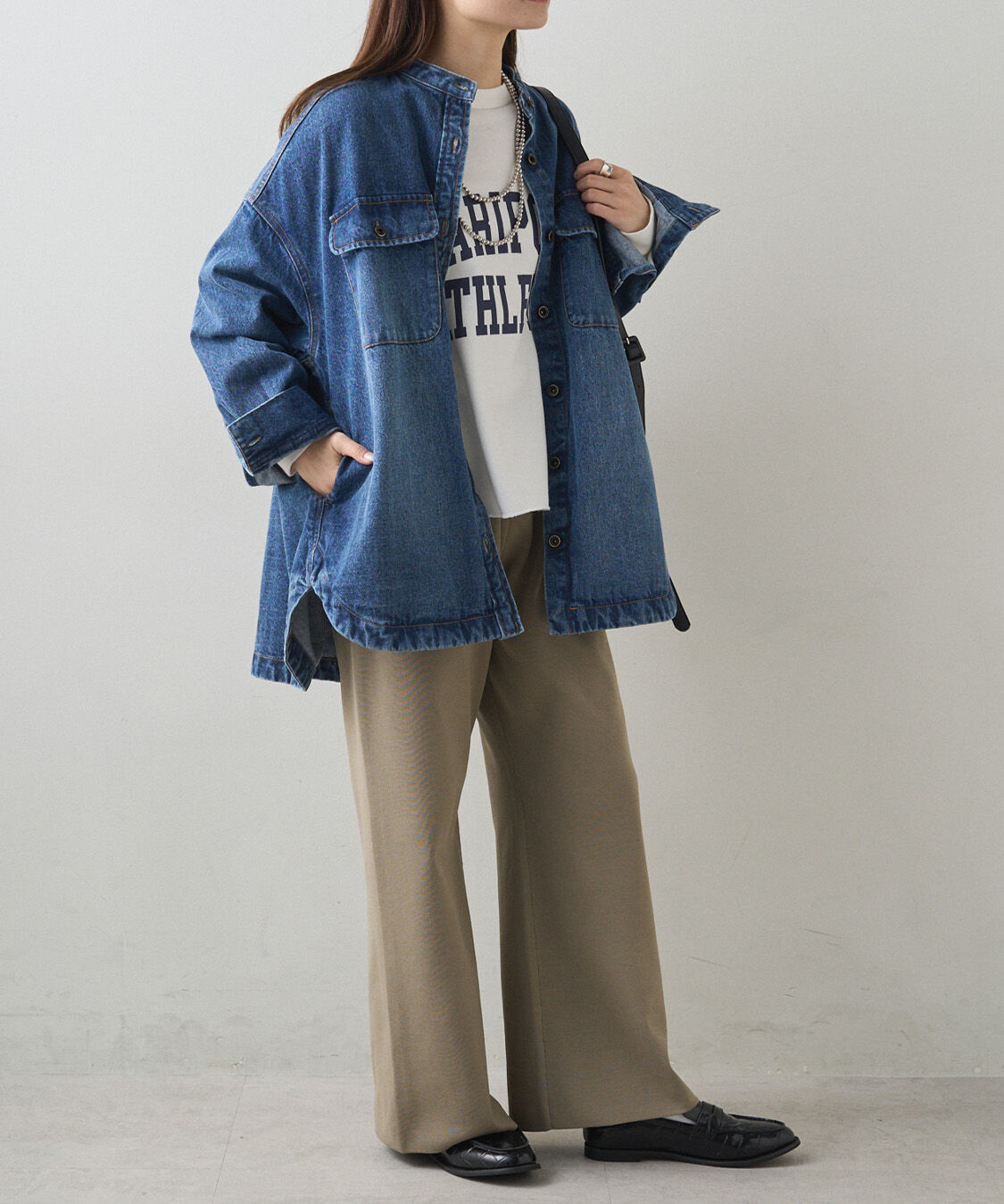  「コーンデニムバンドカラーデニムジャケット」|テーラードジャケット|
