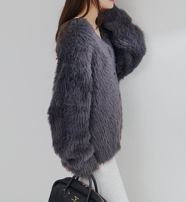  「シャギーニットVネックカーディガン」|カーディガン|