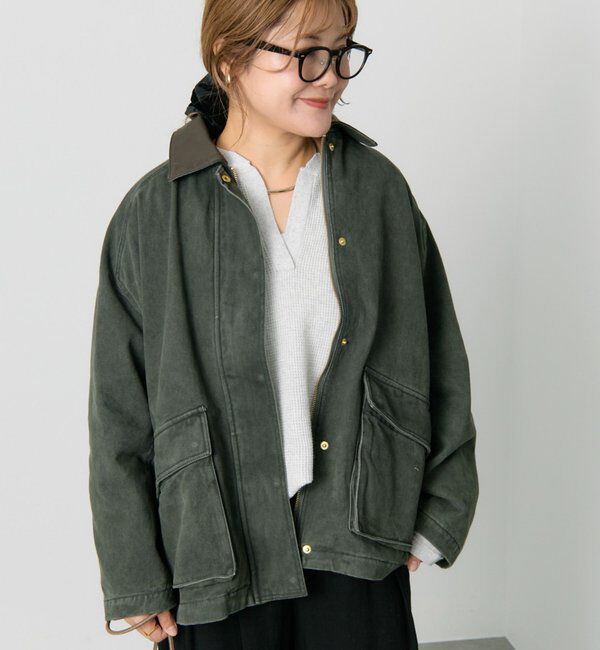  「フェイクレザー襟カバーオールジャケット」|テーラードジャケット|