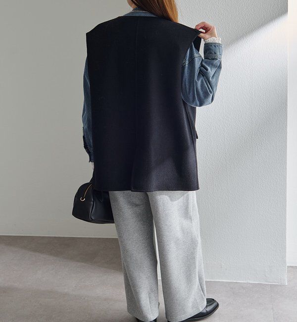  「ハンドメイド風ウール混ジレベスト」|ダウンベスト・ベスト|