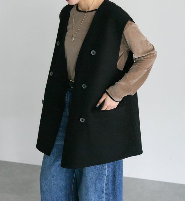  「ハンドメイド風ウール混ジレベスト」|ダウンベスト・ベスト|