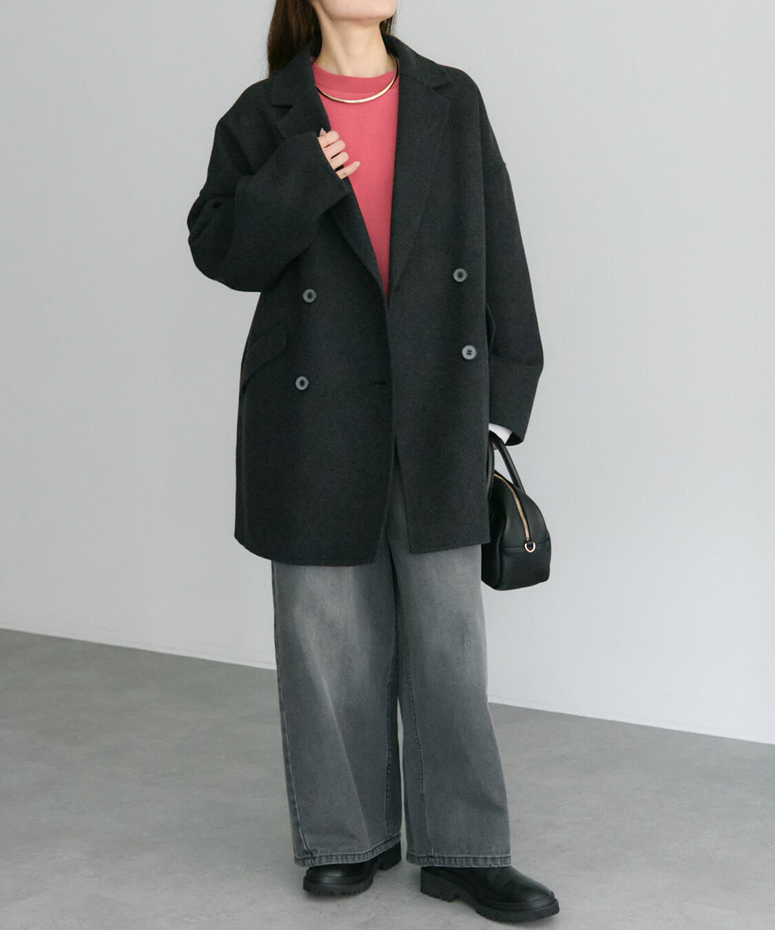  「ハンドメイド風ウール混テーラーコート」|その他|