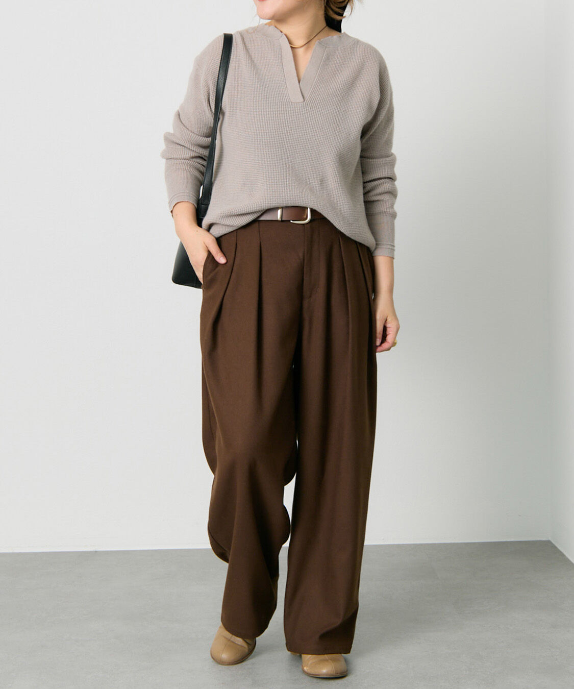  「キーネックワッフルニット」|ニット・セーター|