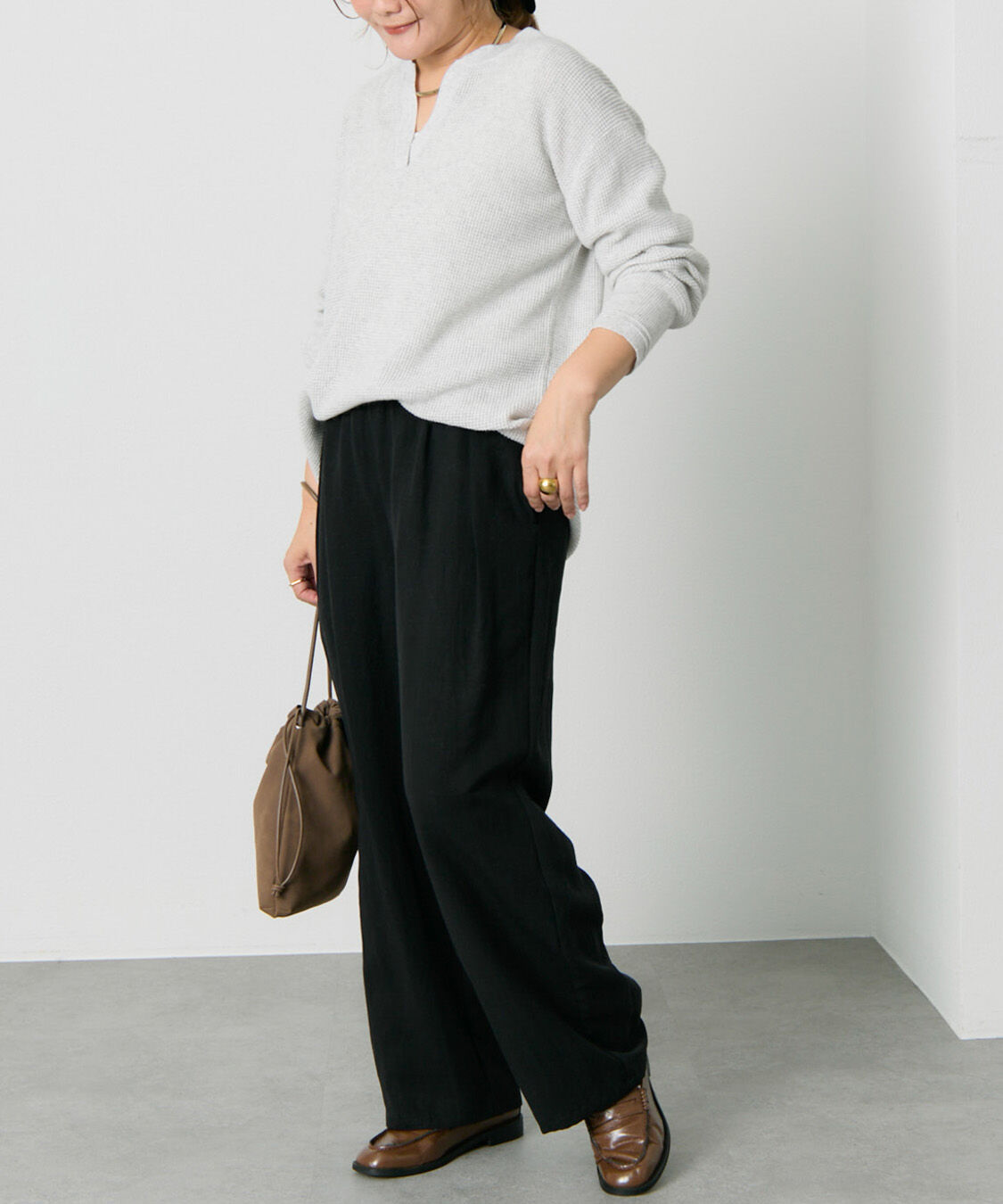  「キーネックワッフルニット」|ニット・セーター|