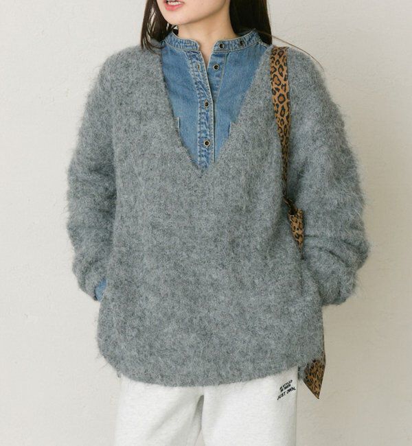  「起毛Vネックニットプルオーバー」|キャミソール|