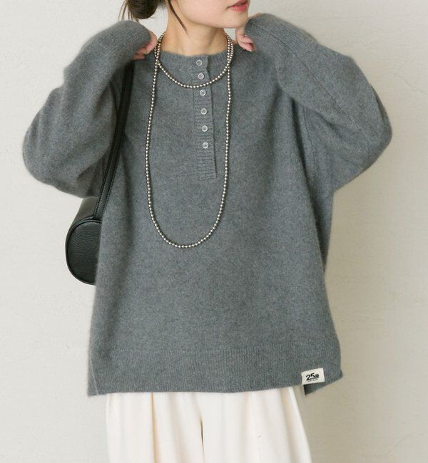  「【25th】FOX混ヘンリーネックニット」|ニット・セーター|