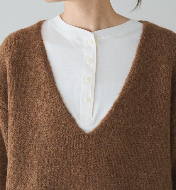  「アルパカ混深Vネックニットプルオーバー」|キャミソール|