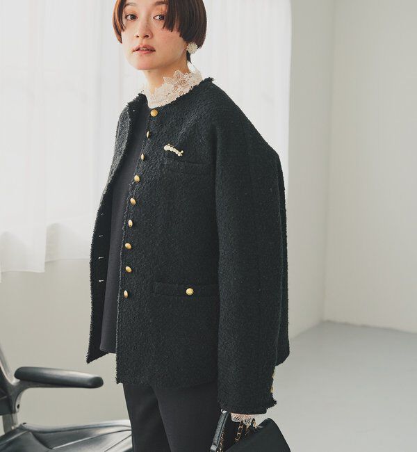  「アソートツィードノーカラージャケット」|テーラードジャケット|