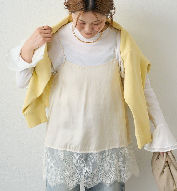  「【＠noricorico102考案】サテン&times;レース レイヤードキャミソール」|キャミソール|